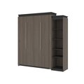 Bestar Orion Queen Murphy Bed with Narrow Shelving Unit (85W), Bark Gray & Graphite 116880-000047